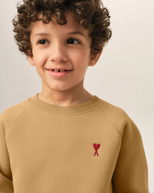 Brown cotton sweatshirt with Ami de Coeur - Man - 3 - AMI Paris - Ami Paris
