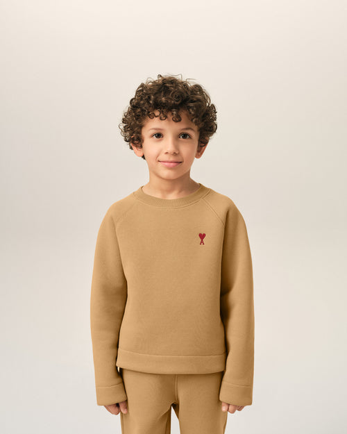 Brown cotton sweatshirt with Ami de Coeur - 2 - Ami Paris