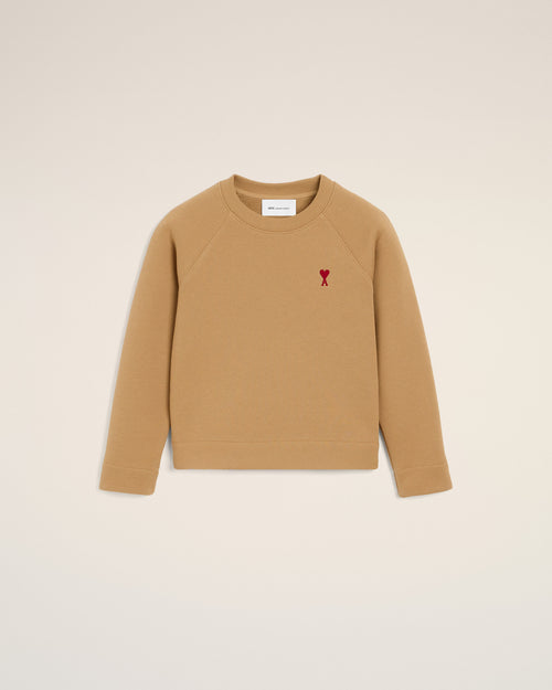 Brown cotton sweatshirt with Ami de Coeur - 1 - Ami Paris