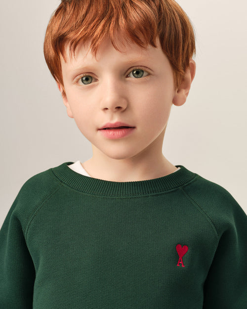 Green cotton sweatshirt with Ami de Coeur - Man - 3 - AMI Paris - Ami Paris