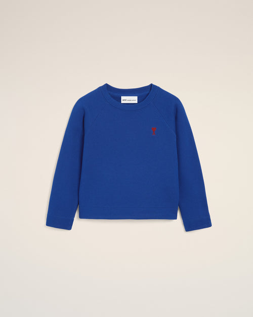 Blue cotton sweatshirt with Ami de Coeur - ROYAL BLUE - Ami Paris