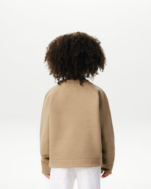 Beige cotton sweatshirt with Ami de Coeur patch - Woman - 8 - AMI Paris - Ami Paris