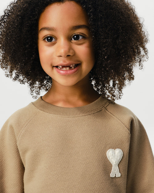 Beige cotton sweatshirt with Ami de Coeur patch - Woman - 7 - AMI Paris - Ami Paris
