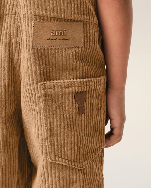 Mono de trabajo de pana de algodón marrón - 4 - Ami Paris