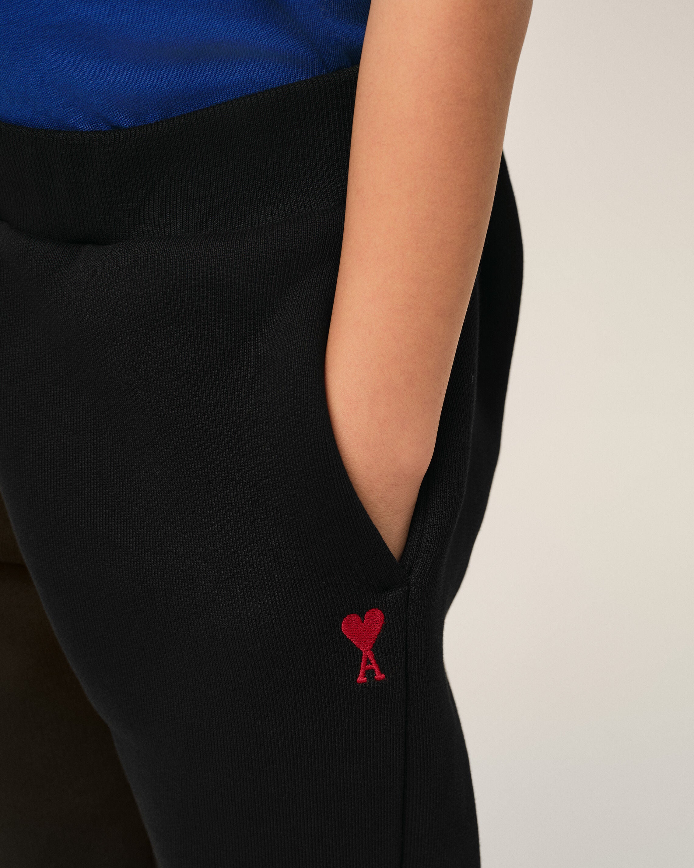 Black cotton track pants with Ami de Coeur - 3