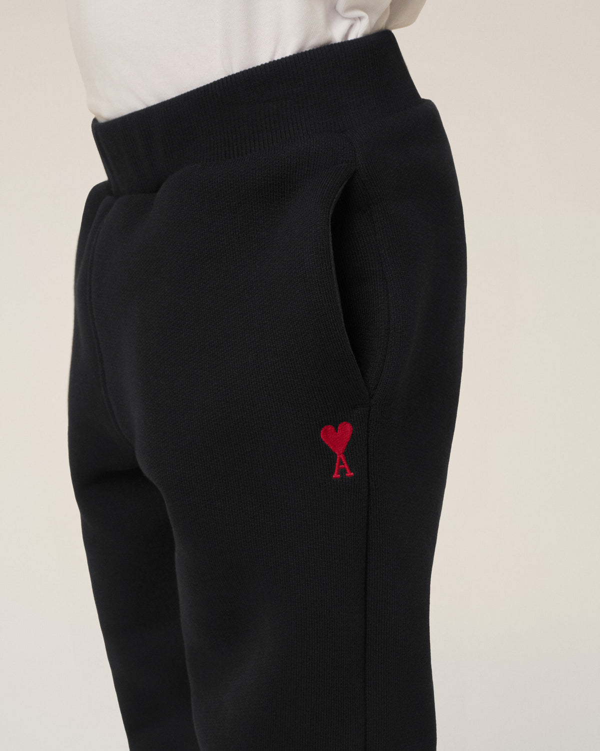 Black cotton track pants with Ami de Coeur - 7