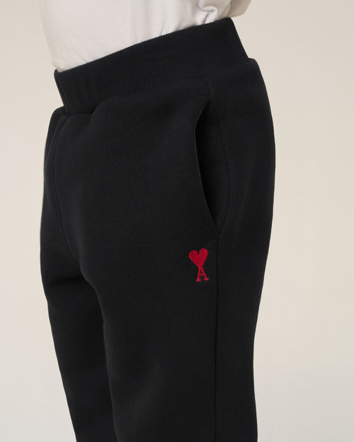 Black cotton track pants with Ami de Coeur - Woman - 7 - AMI Paris - Ami Paris