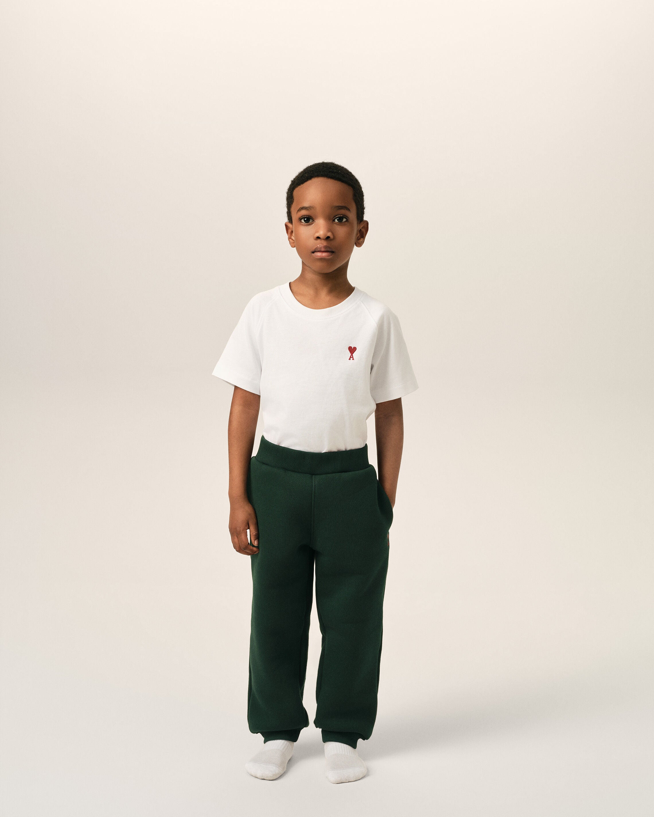 Green cotton track pants with Ami de Coeur - 2