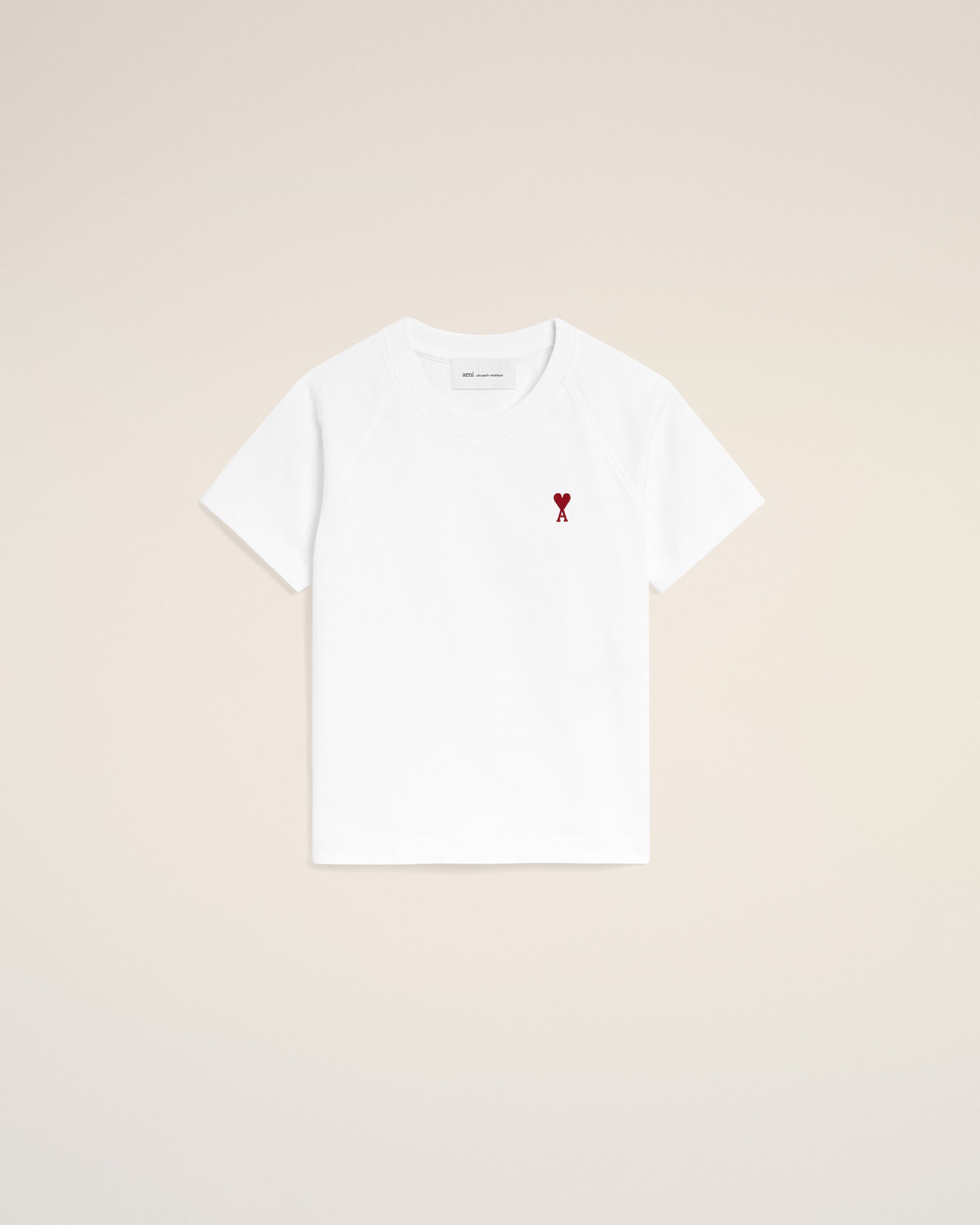 White cotton t-shirt with Ami de Coeur - 1