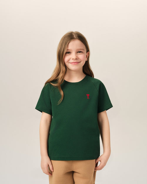 Green cotton t-shirt with Ami de Coeur - Woman - 6 - AMI Paris - Ami Paris