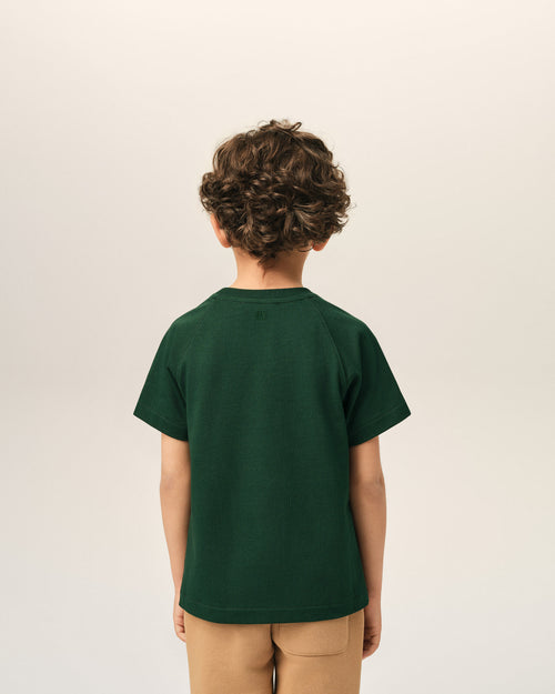 Green cotton t-shirt with Ami de Coeur - Man - 4 - AMI Paris - Ami Paris