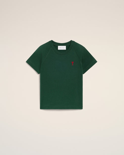 T-shirt vert en coton Ami de Coeur - VERT BOUTEILLE - Ami Paris