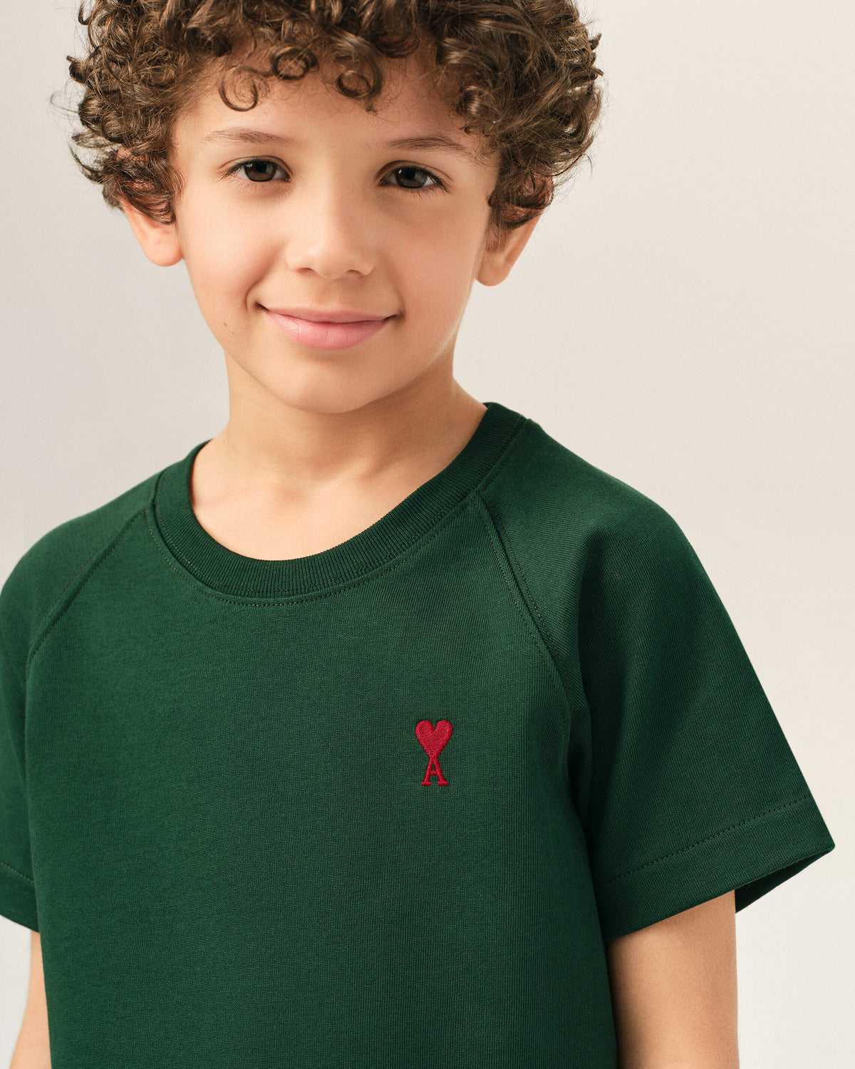 Green cotton t-shirt with Ami de Coeur - 3