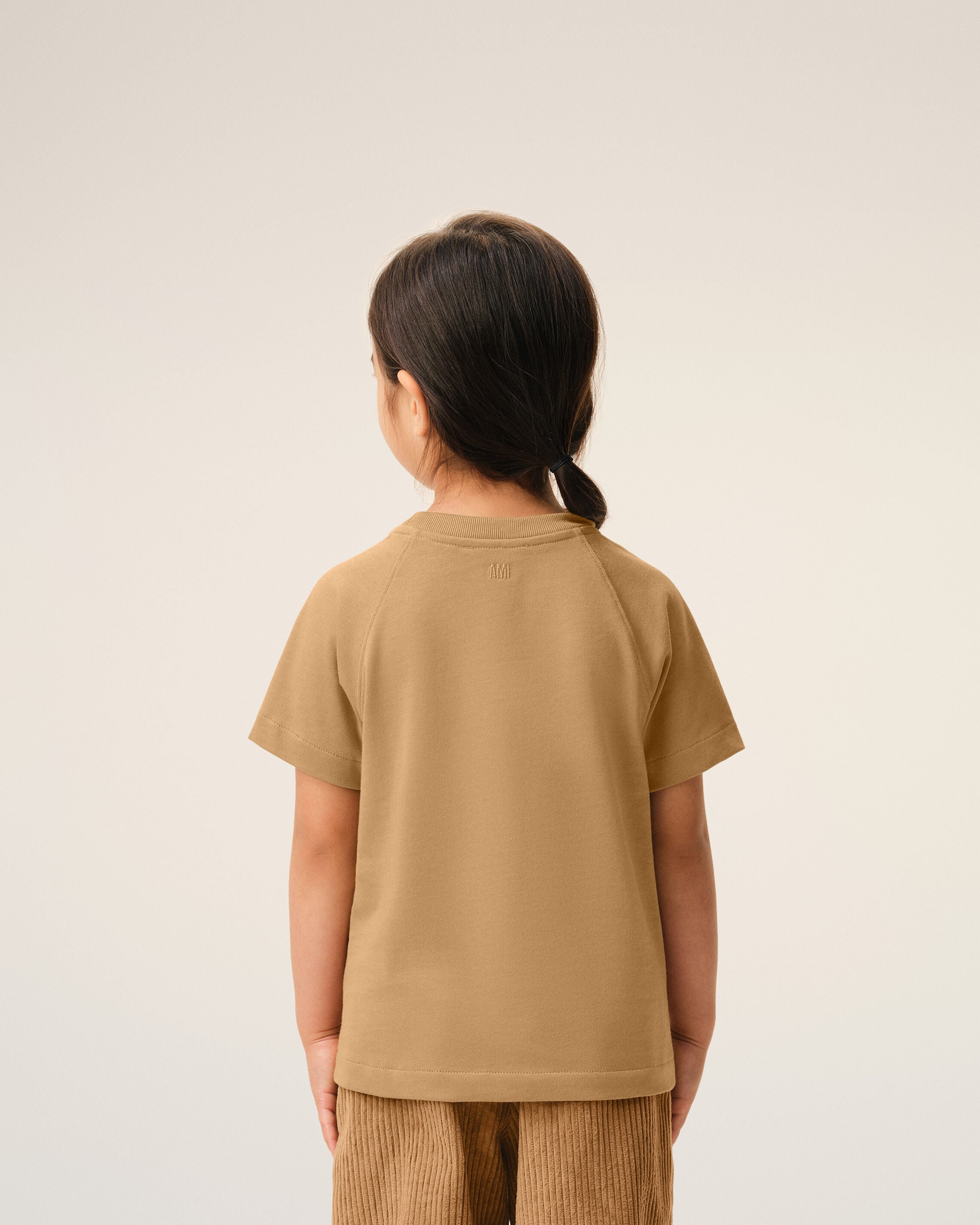 CAMEL Brown Cotton Ami De Coeur T-shirt | AMI PARIS