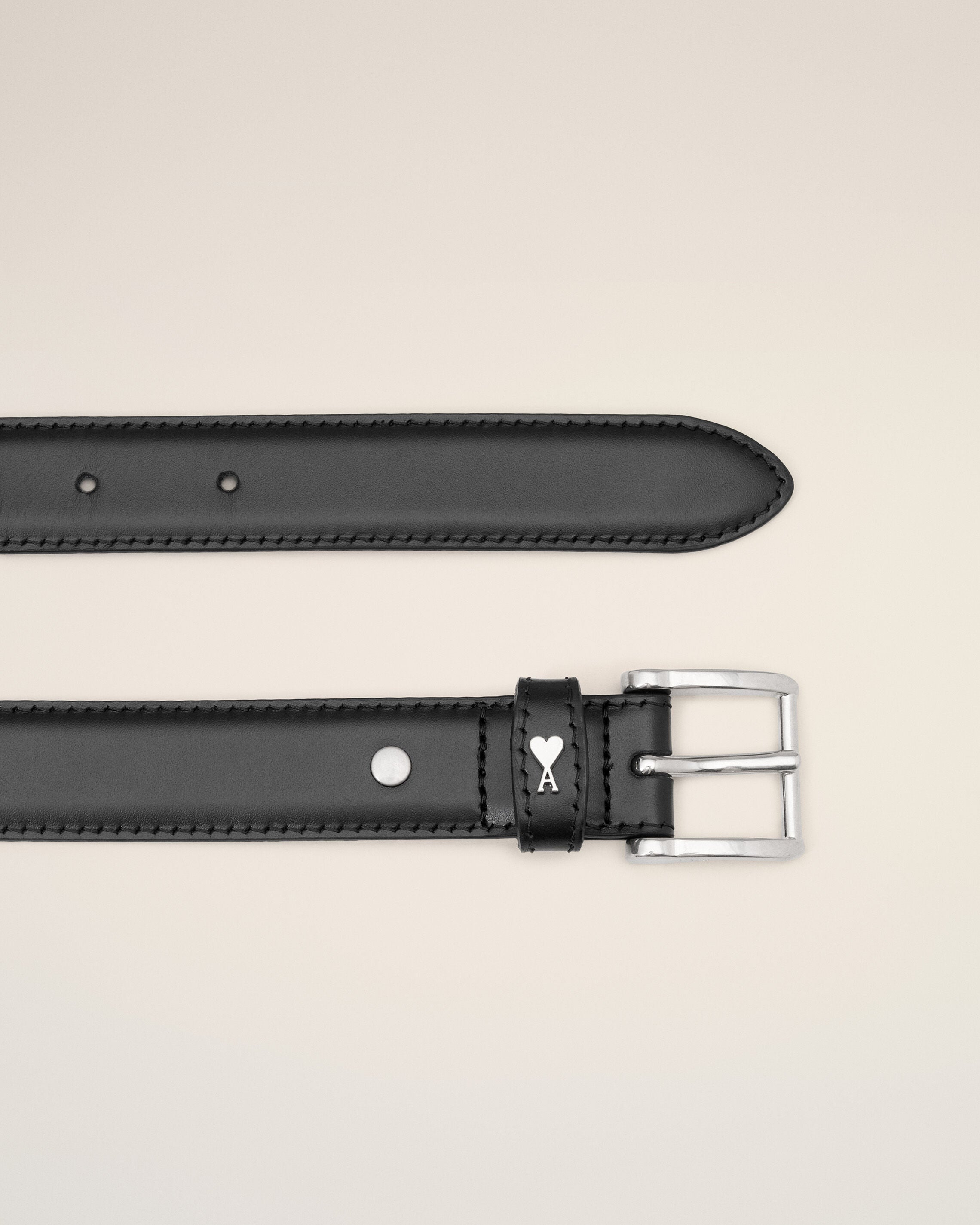 ¥AM BELT BLACK The STURGIS WIDE Black Leather Belt with Stainless Steel