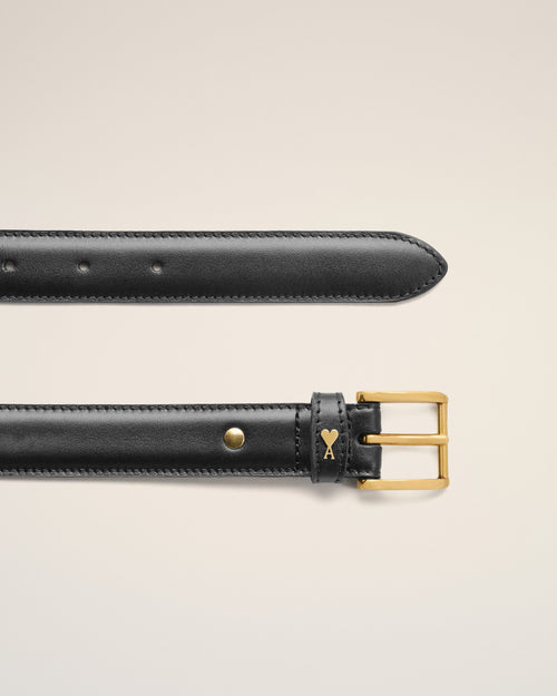 Black Paris Paris belt 25 mm in leather - Man - 2 - AMI Paris - Ami Paris