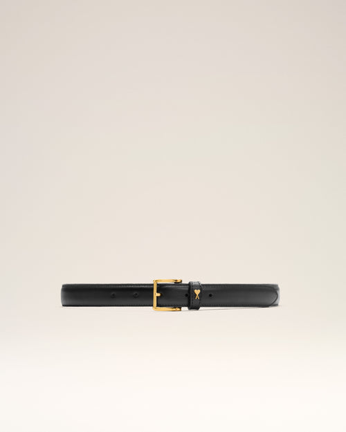 Black Cowhide Leather Paris Paris Belt - BLACK/VIBRATED BRASS - Ami Paris