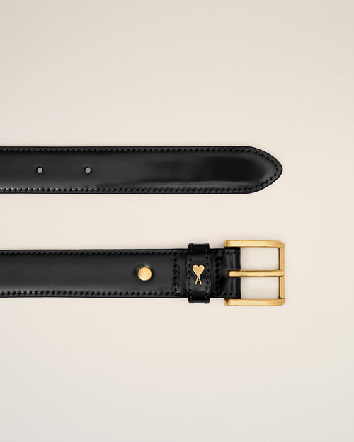 Black Glazed Leather Paris Paris 25 Mm Belt - 4 - Ami Paris
