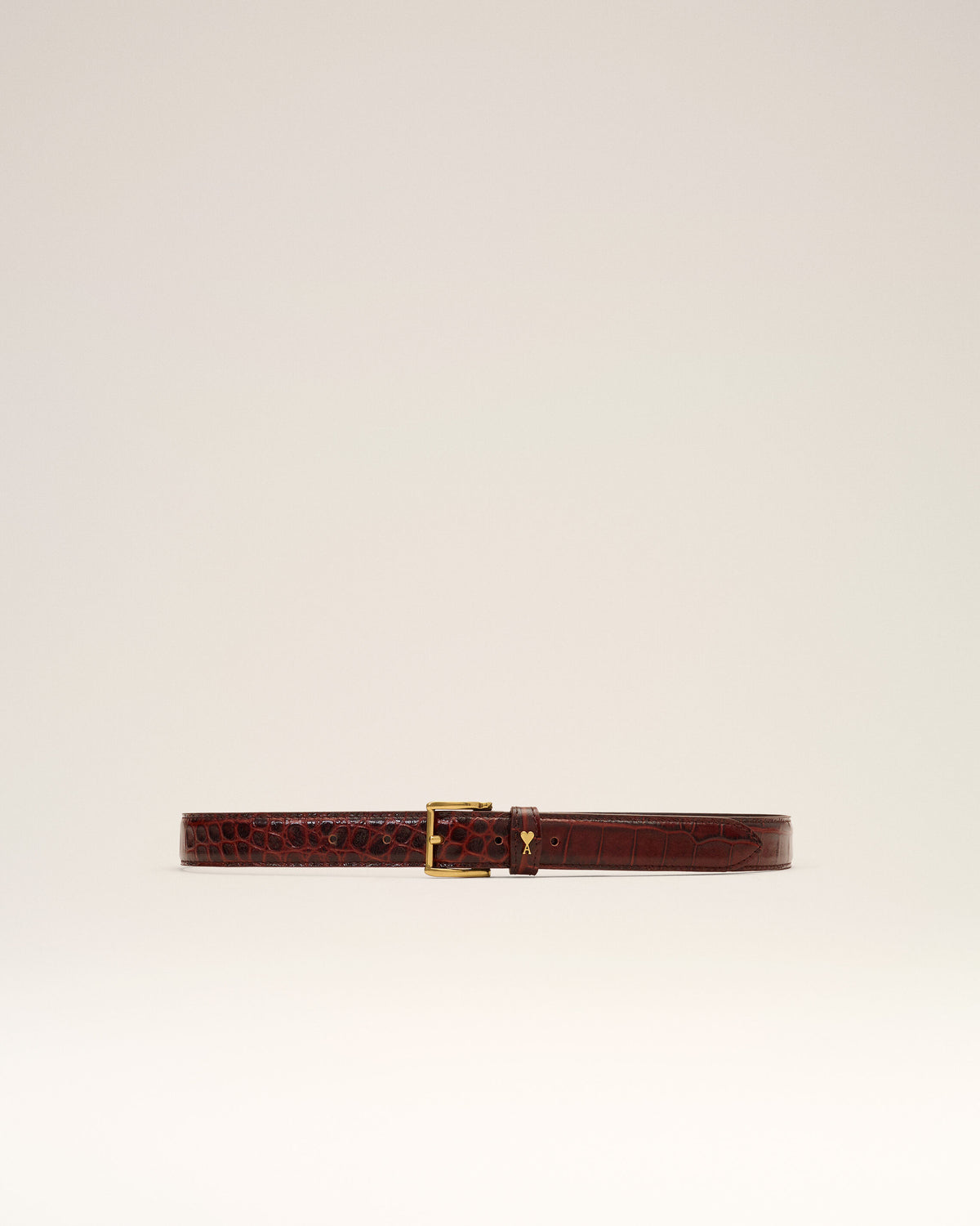 Brown crocodile cow leather Paris Paris belt 25 mm - 1