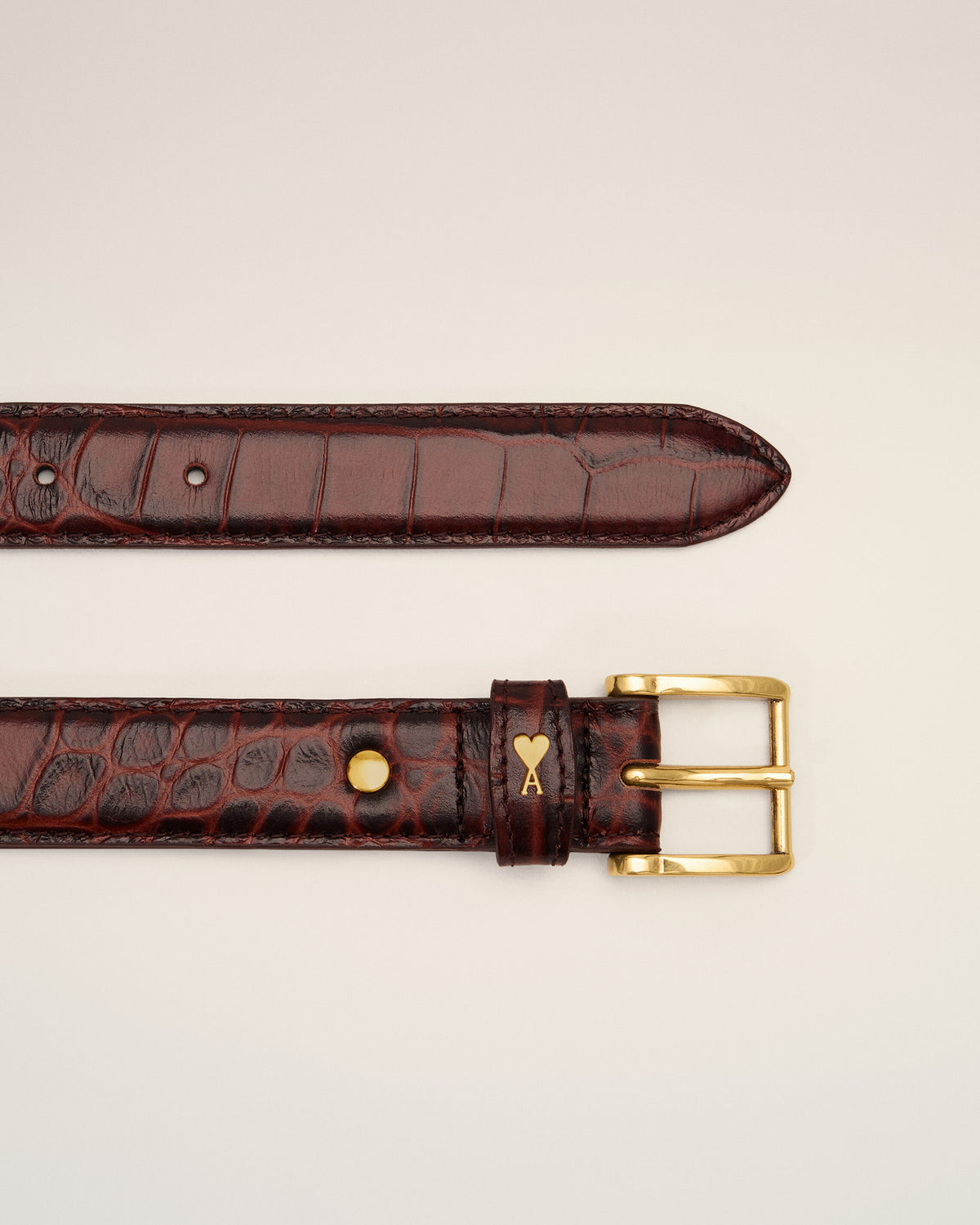 Brown crocodile cow leather Paris Paris belt 25 mm - 2