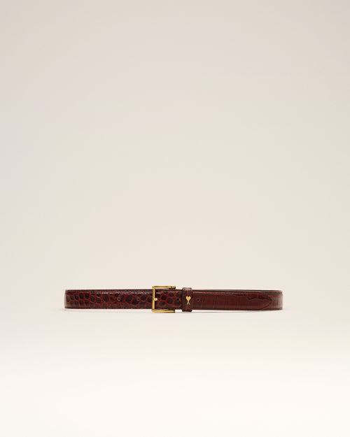 Brown crocodile cow leather Paris Paris belt 25 mm - Woman - 3 - AMI Paris - Ami Paris