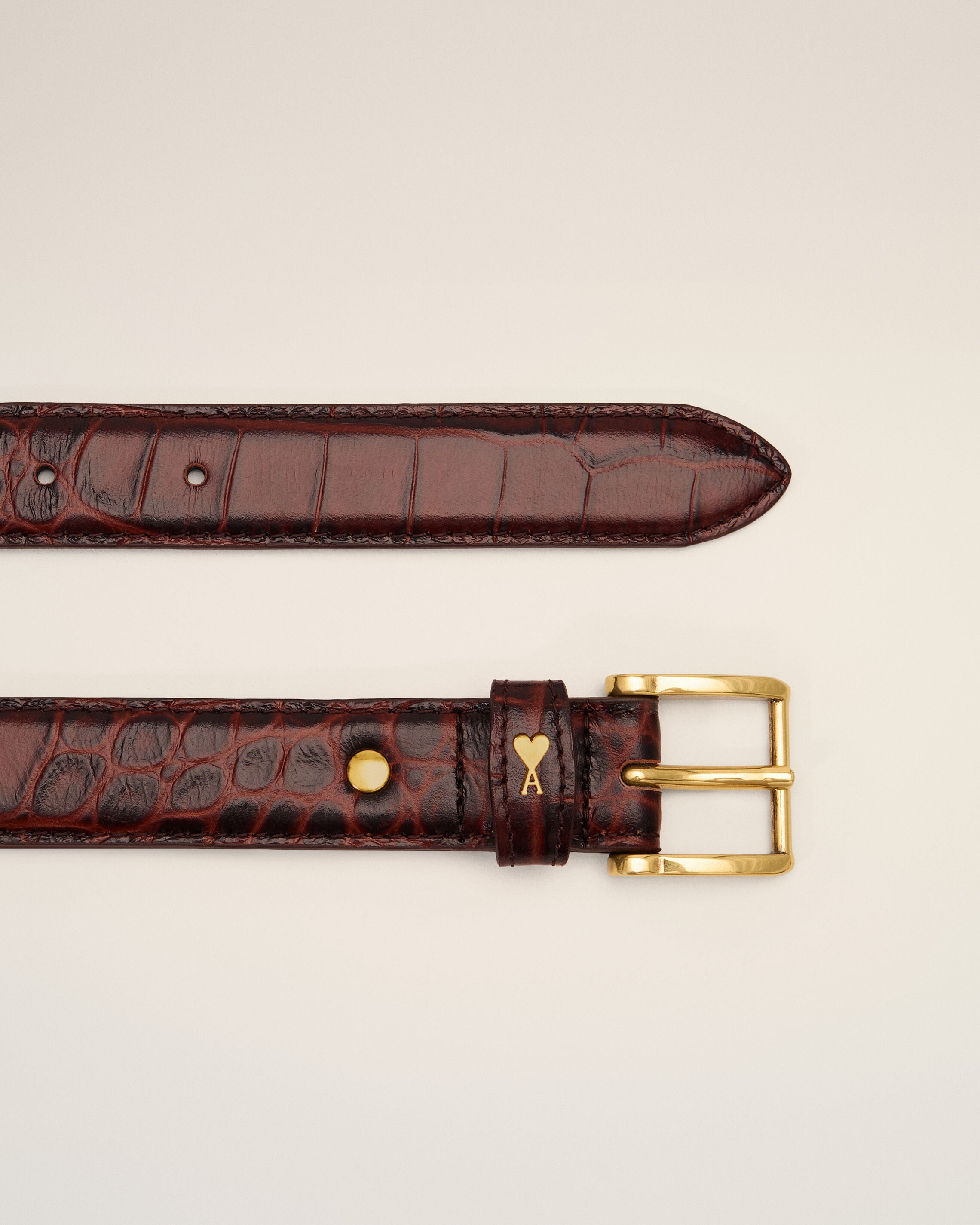 Brown crocodile cow leather Paris Paris belt 25 mm - 2