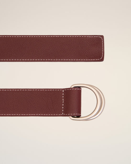 35 mm Gürtel mit doppelter Schnalle aus geschmeidigem Leder in Burgundy  - 2 - Ami Paris