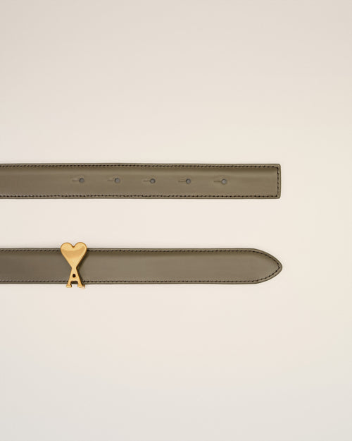 Brown Glazed Leather Ami De Coeur Buckle 25 Mm Belt - Man - 2 - AMI Paris - Ami Paris