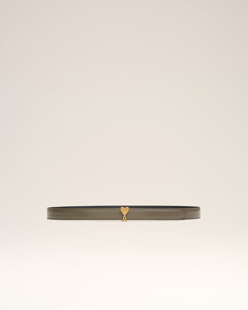 Ceinture Marron Boucle Ami De Coeur 25Mm En Cuir Glacé - CARBONE/LAITON VIBRE - Ami Paris