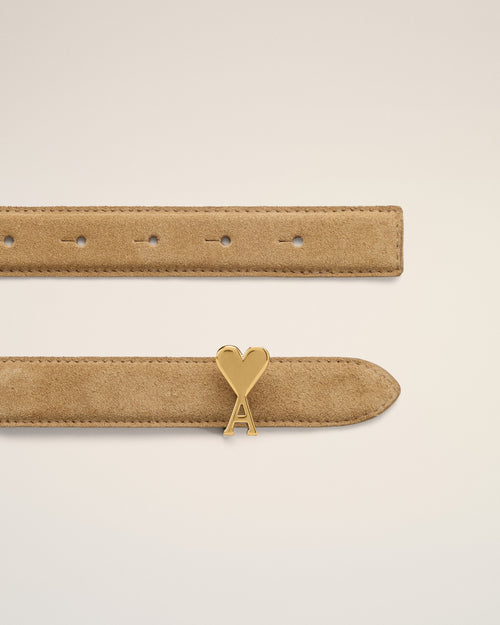 Orange Cowhide Leather Ami De Coeur Buckle Belt - 2 - Ami Paris