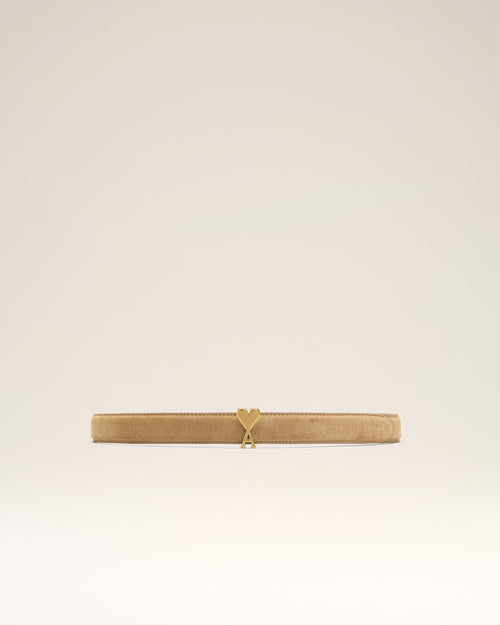 Orange Cowhide Leather Ami De Coeur Buckle Belt - 1 - Ami Paris