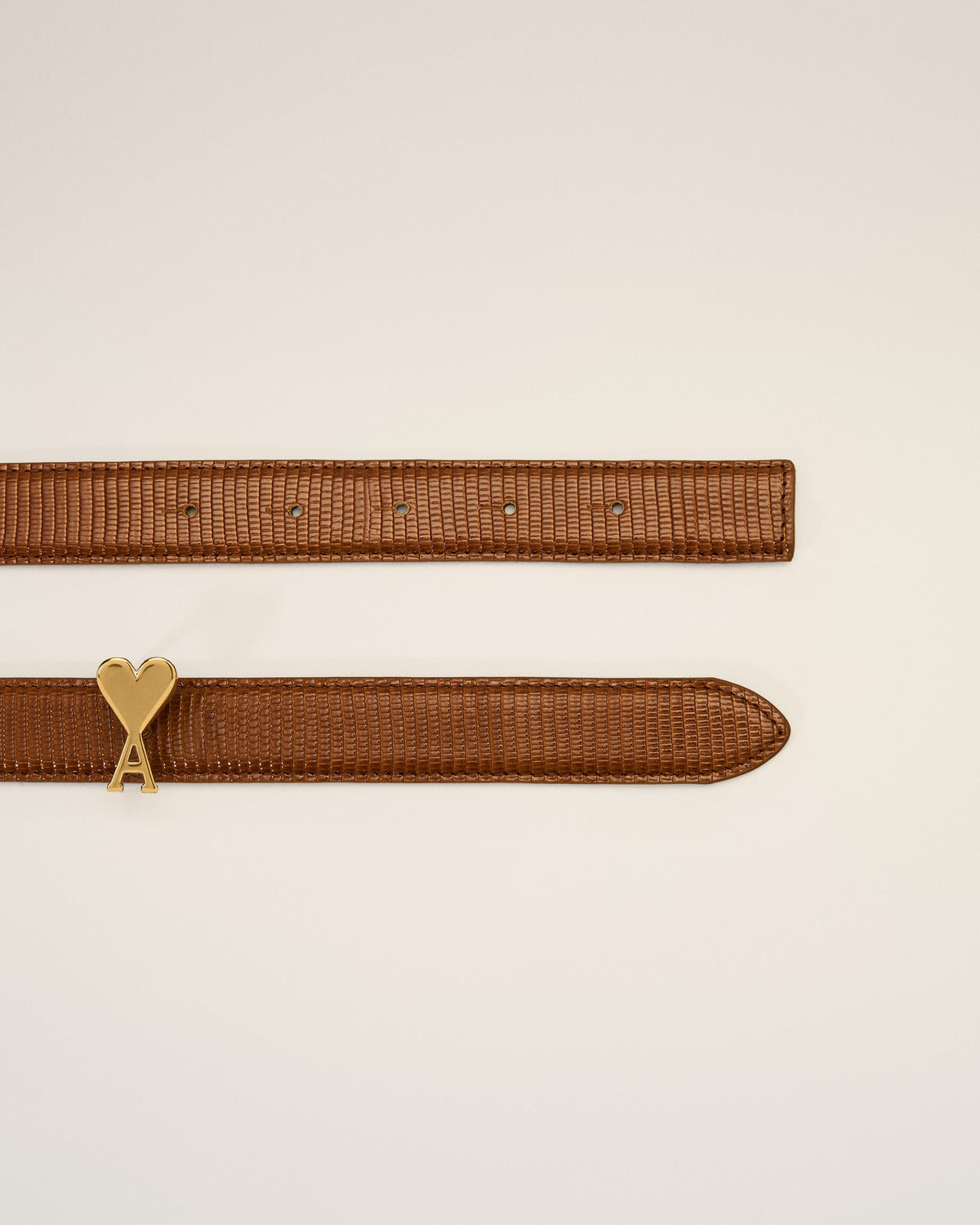 Ceinture lézard marron 25mm en cuir de vachette boucle Ami de Coeur - 4