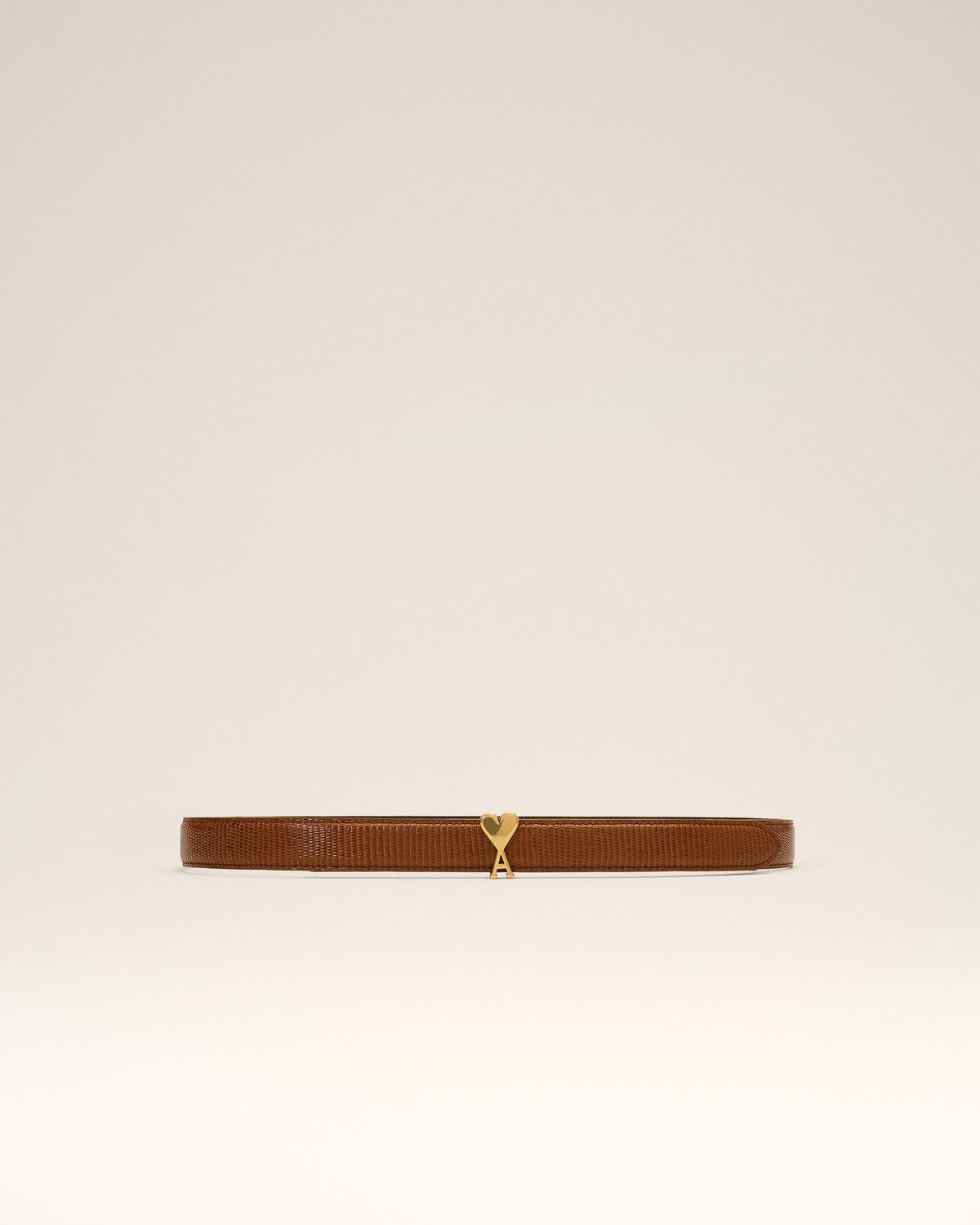 Ceinture lézard marron 25mm en cuir de vachette boucle Ami de Coeur - 1