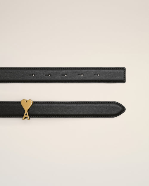 Ceinture noire 25mm en cuir de vachette boucle Ami de Coeur - 1 - Ami Paris