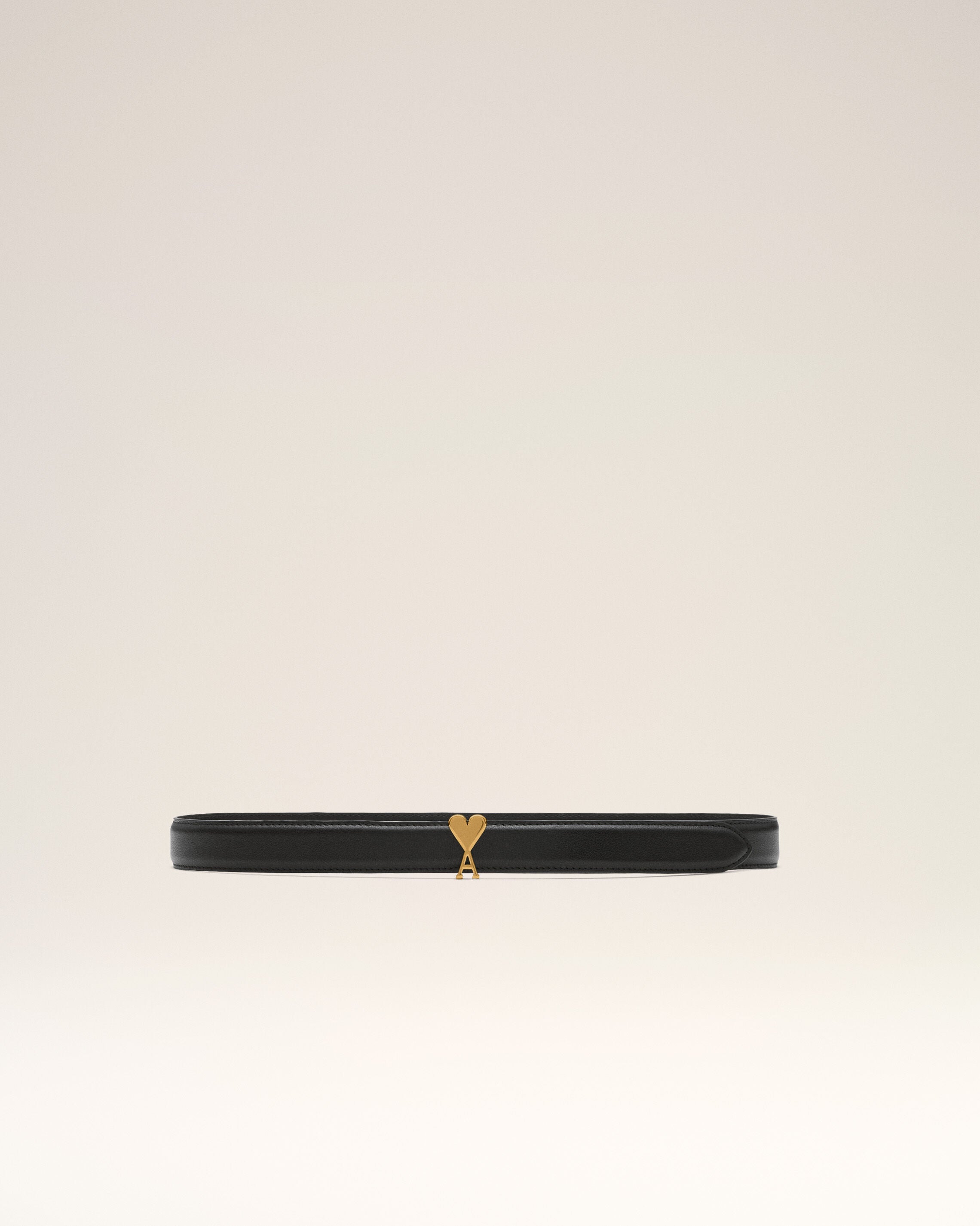 Ceinture noire 25mm en cuir de vachette boucle Ami de Coeur - 3
