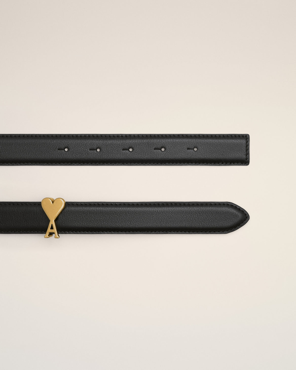 Ceinture noire 25mm en cuir de vachette boucle Ami de Coeur - 2