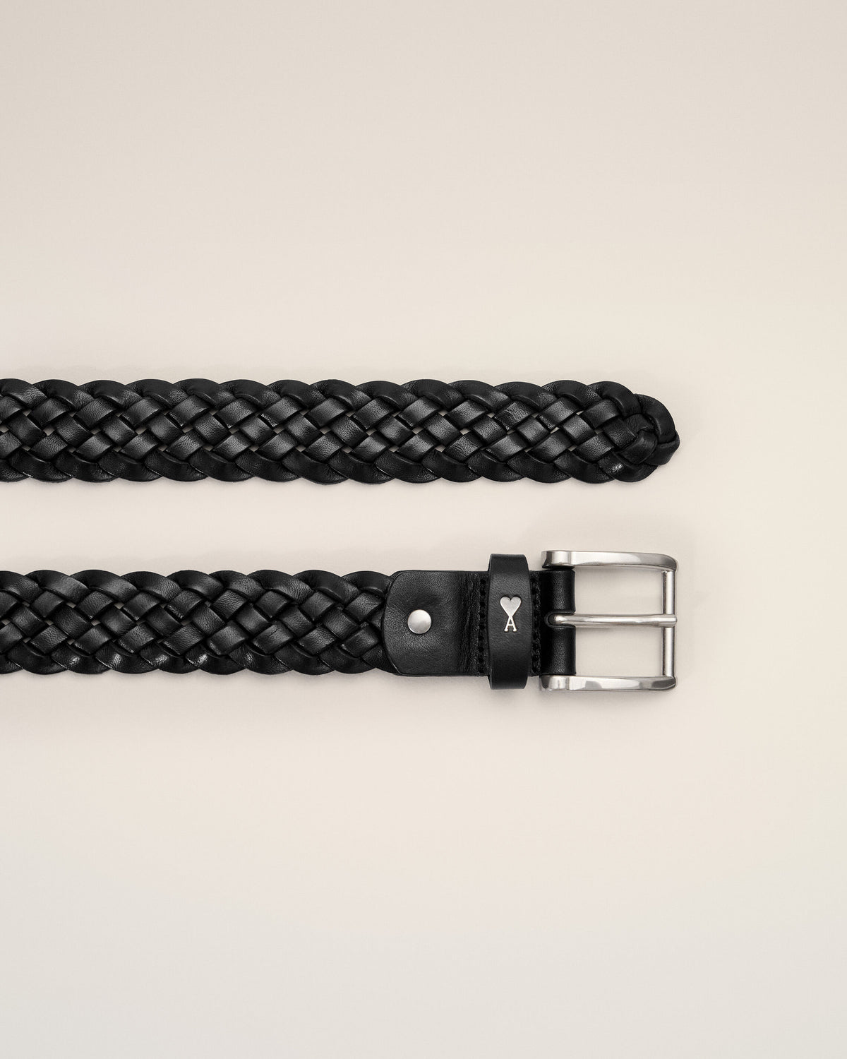 Black braided Paris Paris cow leather belt 30mm - 2