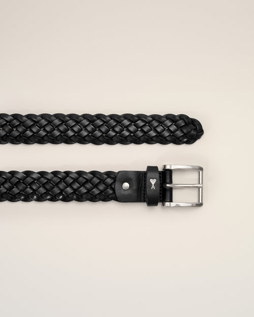 Cintura Paris Paris intrecciata in pelle di vitello nera 30 mm - 1 - Ami Paris