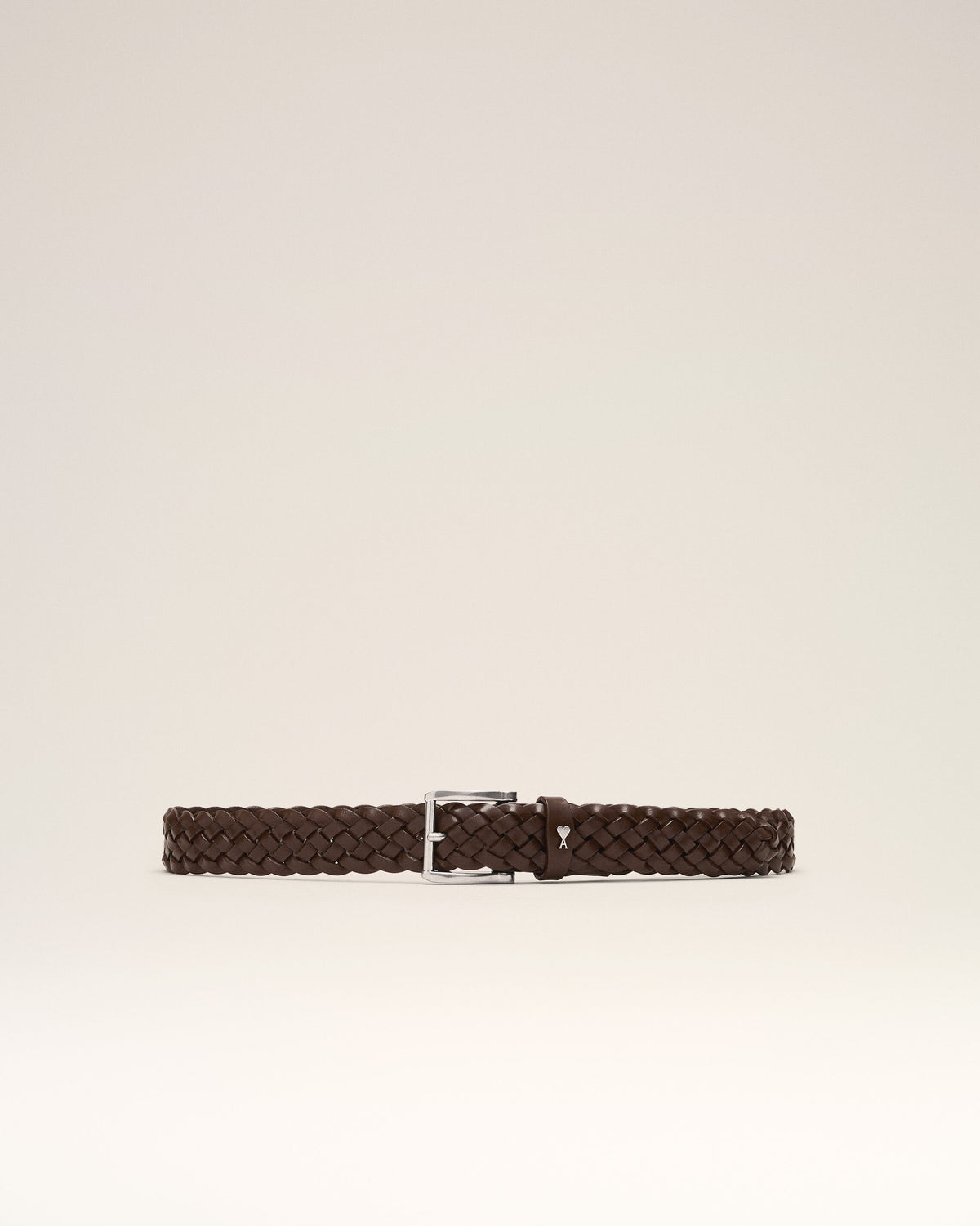 Brown braided Paris Paris cow leather belt 30mm - 3