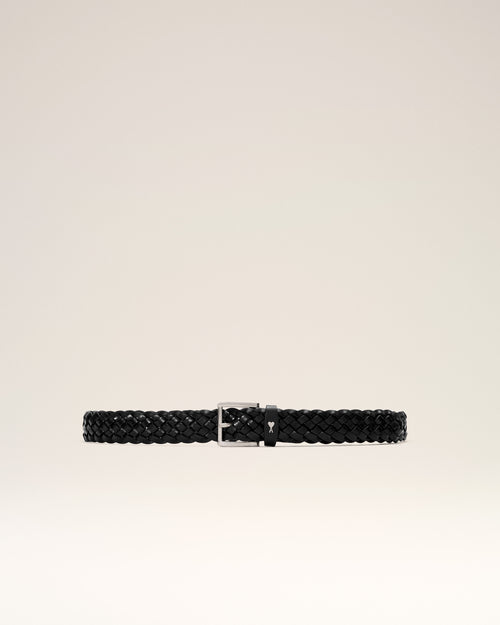 Cintura Paris Paris intrecciata in pelle di vitello nera 30 mm - 2 - Ami Paris