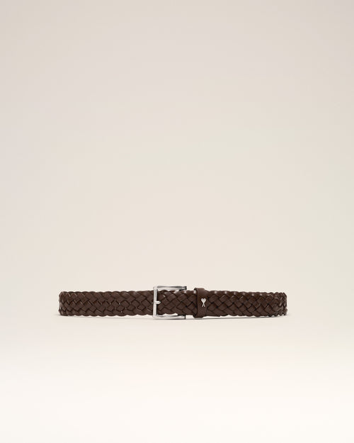                                     Brown braided Paris Paris cow leather belt 30mm - 3                                 - Ami Paris