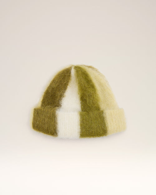 Green Alpaca Striped Ami De Coeur Beanie - 4 - Ami Paris