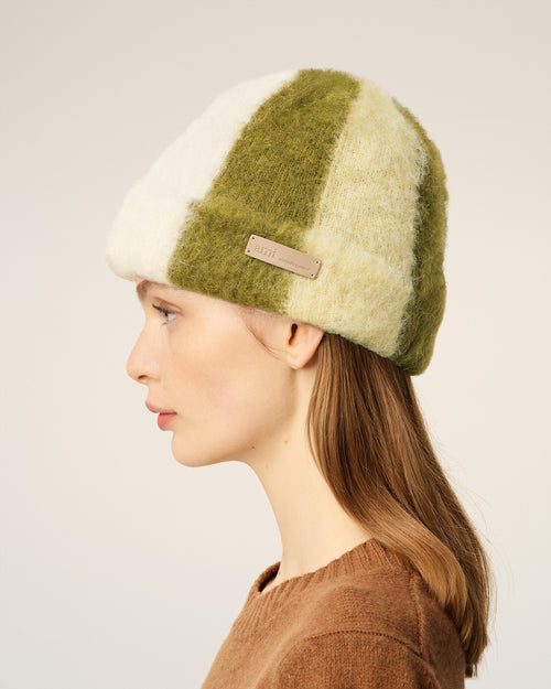 Green Alpaca Striped Ami De Coeur Beanie - 11 - Ami Paris