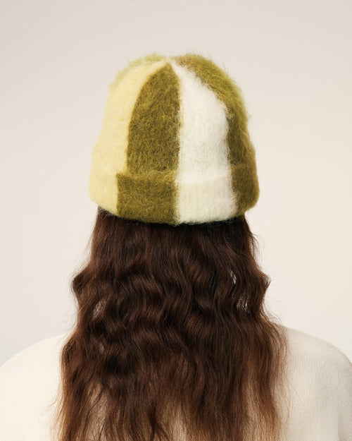 Green Alpaca Striped Ami De Coeur Beanie - 6 - Ami Paris