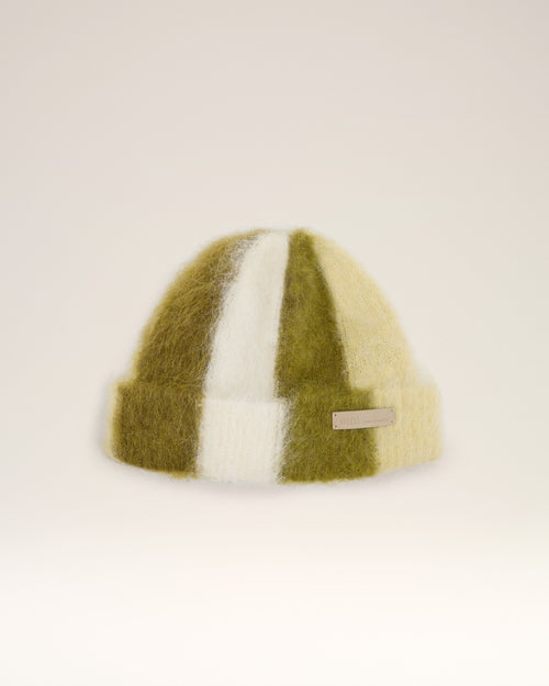 Green Alpaca Striped Ami De Coeur Beanie - 2 - Ami Paris