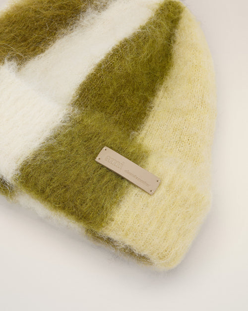 Green Alpaca Striped Ami De Coeur Beanie - 9 - Ami Paris