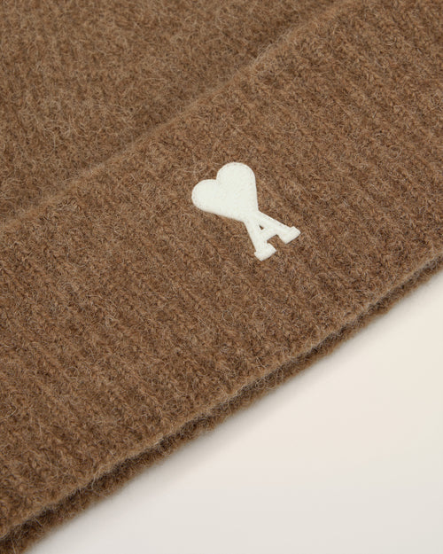 Brown Alpaca Striped Ami De Coeur Beanie - 9 - Ami Paris