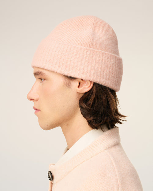 Pink Alpaca Striped Ami De Coeur Beanie - 5 - Ami Paris