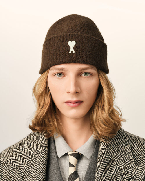 Gorro Ami de Cœur de alpaca marrón - Hombre - 2 - AMI Paris - Ami Paris