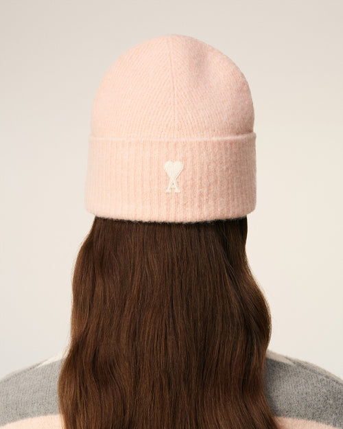 Pink Alpaca Striped Ami De Coeur Beanie - 12 - Ami Paris